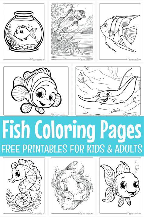 Free Fish Coloring Pages for Kids & Adults (PDF Printables).
